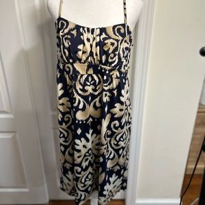 INC navy blue and beige gently used summer dress in Large